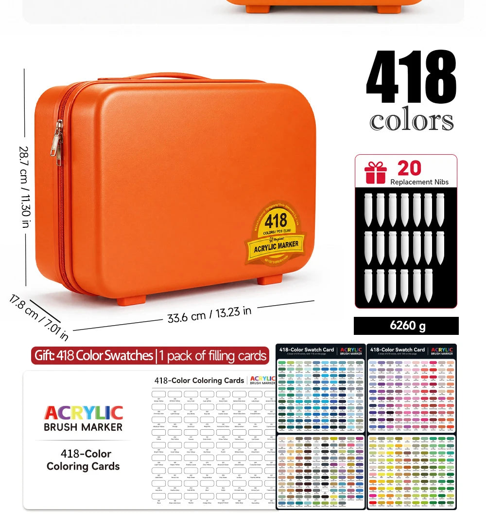 418 Colors Acrylic Markers Brush Tip Illustration Design