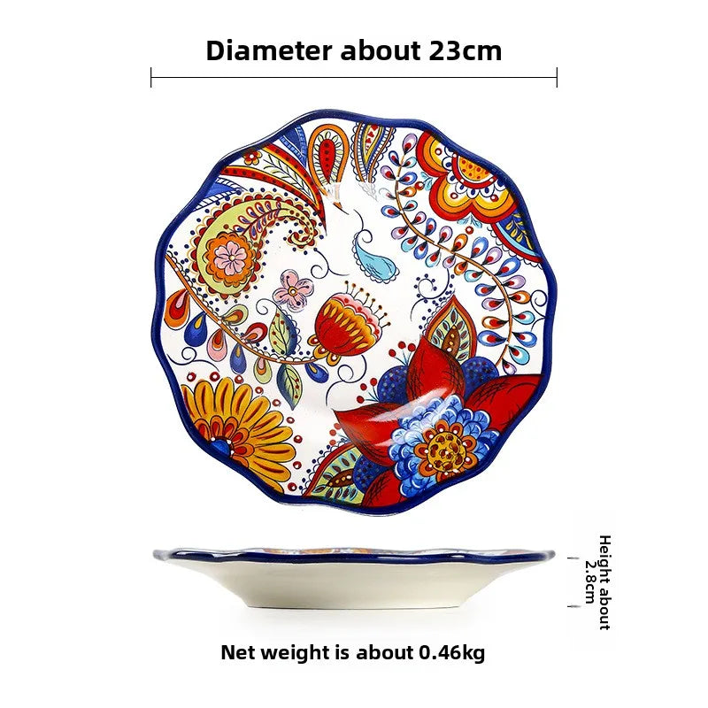 Hand Painted Ceramic Plate Creative Irregular Steak Dish