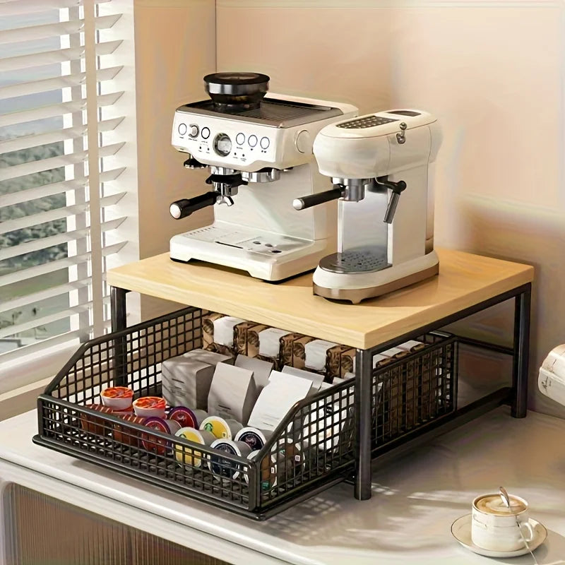 Space-Saving Countertop Organizer Drawer & Wire Basket -