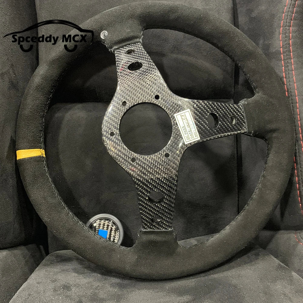 Spceddy Racing Suede Steering Wheel 14 Inch 350mm