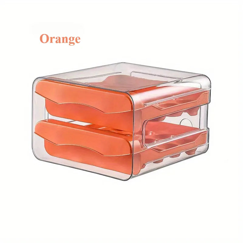 Double Layer Pull-Out Drawer Egg Holder Refrigerator Egg
