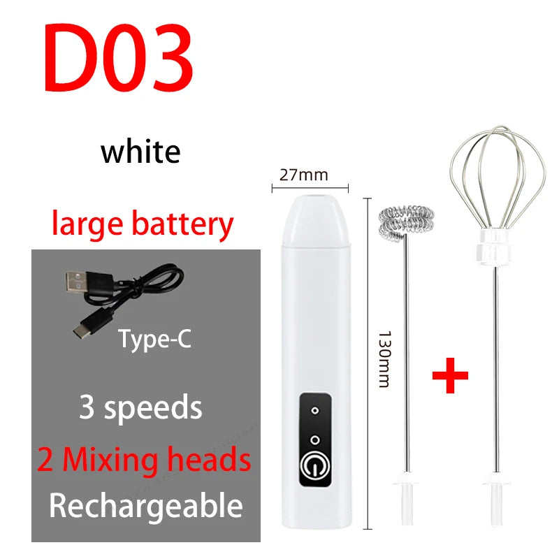 Electric Milk Frother Egg Beater Wireless Type-C Charging