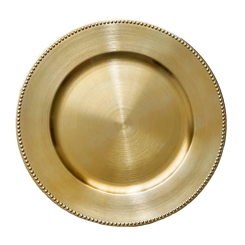 Dinner 13 Inch Gold Plastic Beaded Charger Plates