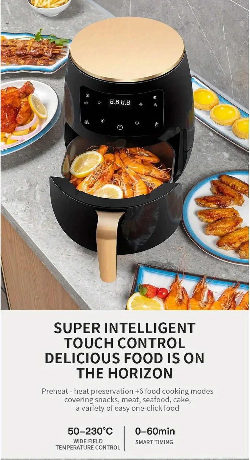 6l Large Capacity Digital Touch Air Fryer Multi