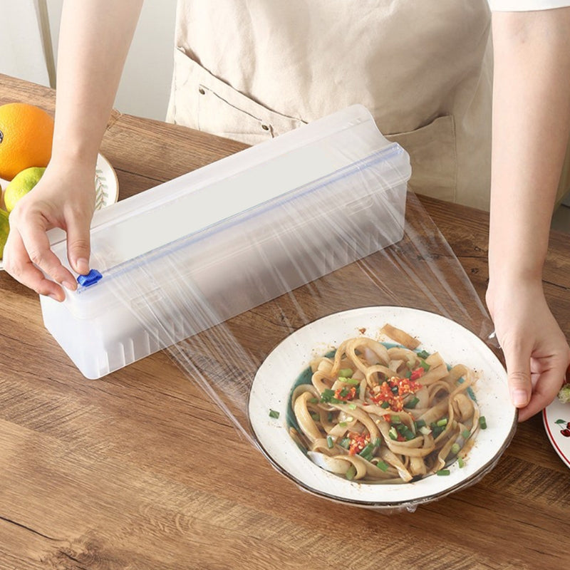Reusable Food Plastic Wrap Dispenser Cutter Adjustable Cling