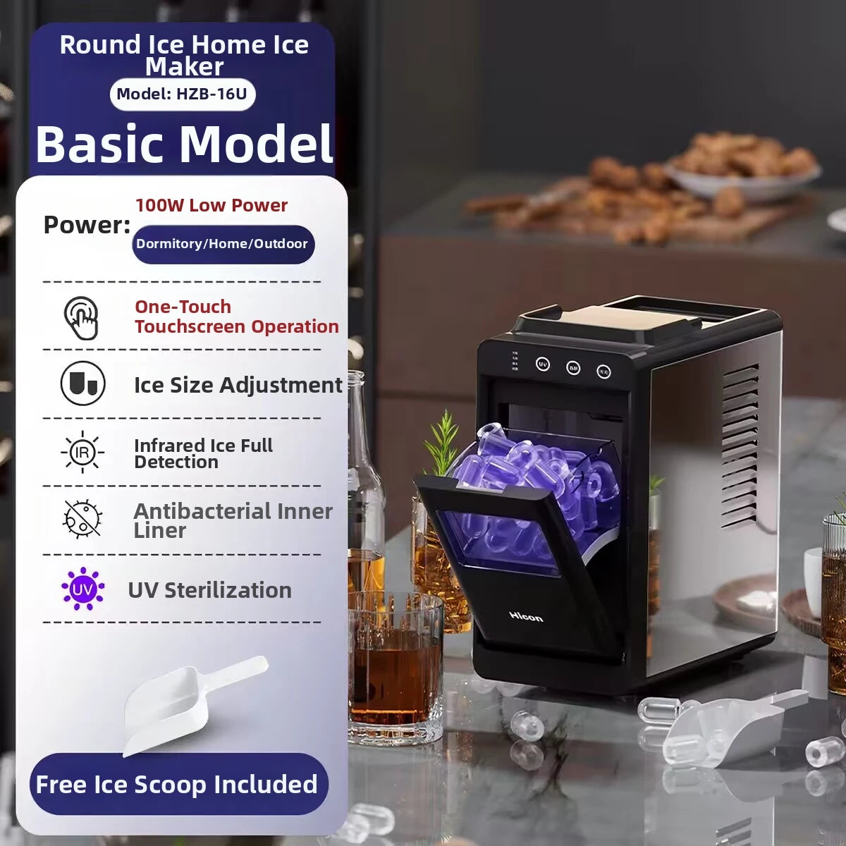 15kg Automatic Ice Maker Machine Compact Mini Dorm/Office/Home