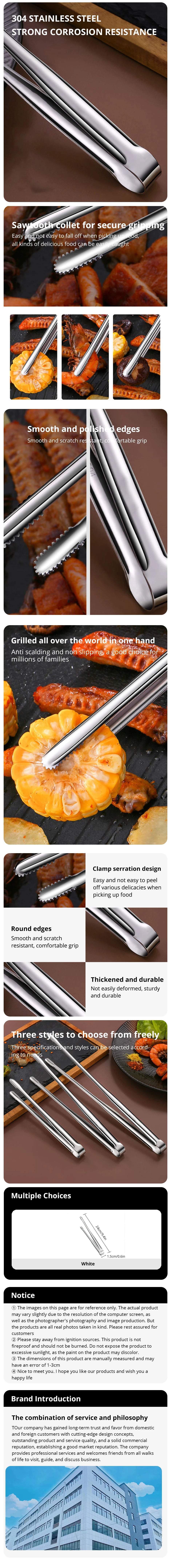 1pc 304 Stainless Steel Barbecue Clip Grill Tongs