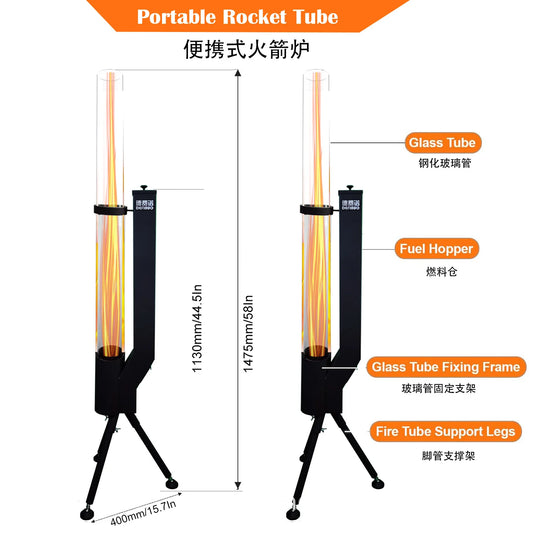 Vertical Wood Burning Rocket Stove Courtyard Heating Stove