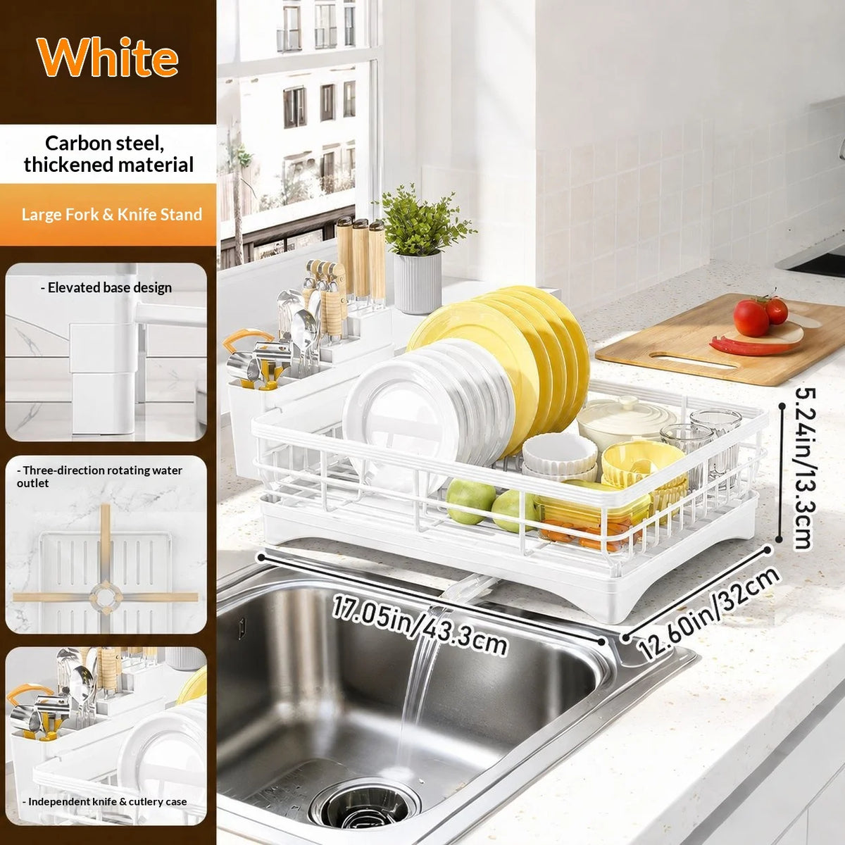 Homejoy Dish Drying Rack Thickened Carbon Steel Stable