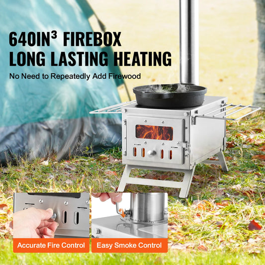 Succebuy Wood Stove 80 In Stainless Steel Camping