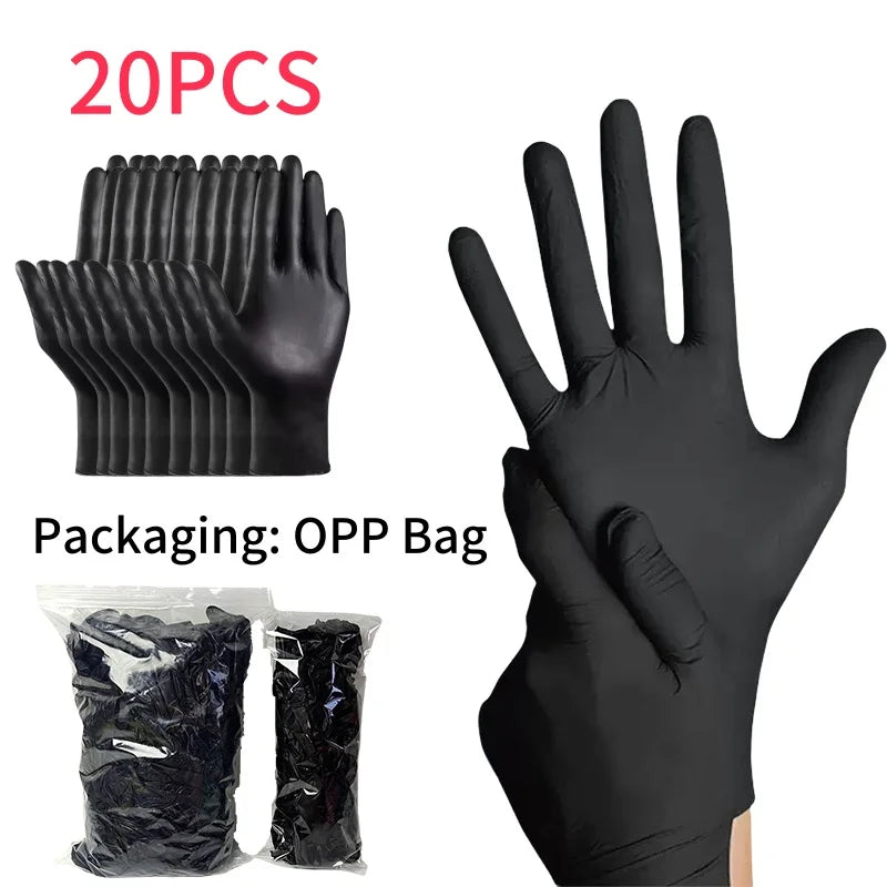 10-200pc Nitrile Gloves Black Rubber Gloves Latex Disposable