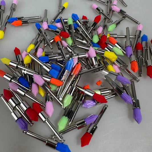 100pcs Dental Prophy Brushes Polishing Polisher Disposable Latch Type Mixed Color Used for Stain Removal and Polish