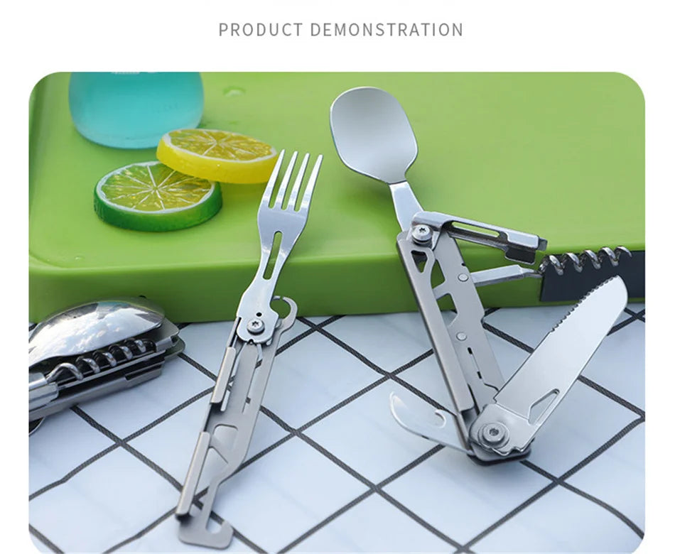 Multi-Function Camping Fork Spoon Foldable Knife Fork Spoon