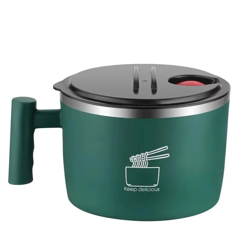 Stainless Steel Bowl Lid Instant Noodles Sealed Drain