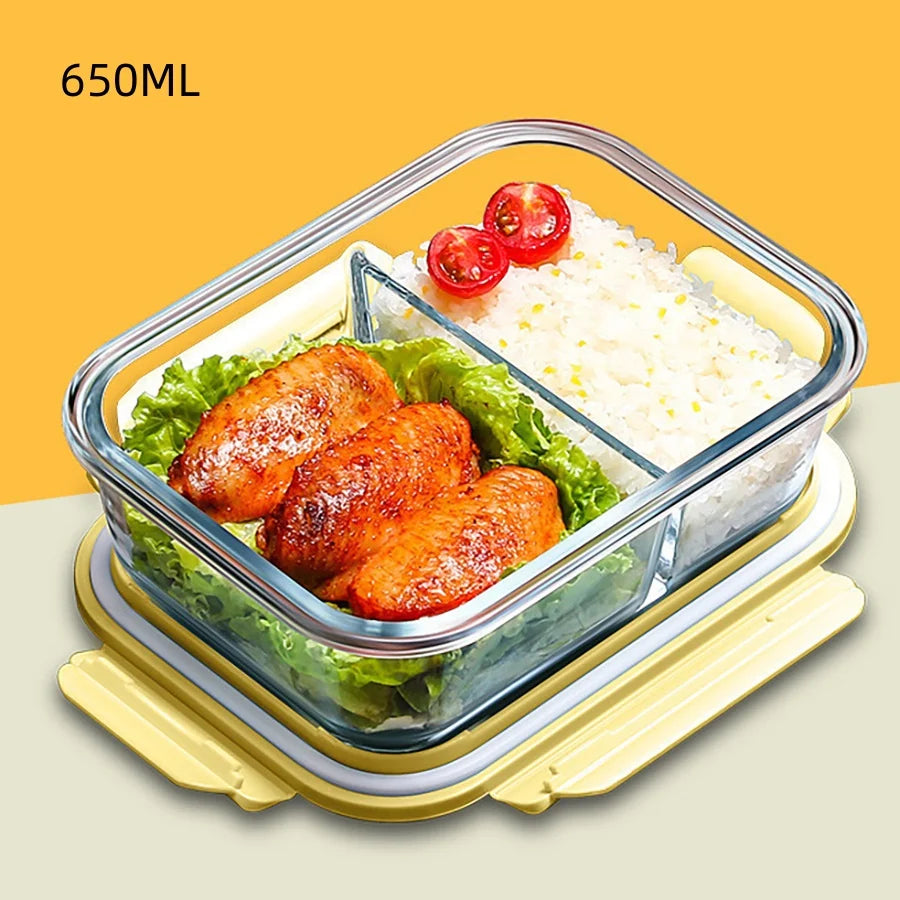 Lunch Box Glass Food Storage Containers Lids Meal