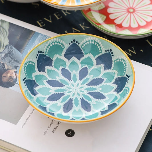 4pc Bohemian Ceramic Plate - Side Dish Appetizer