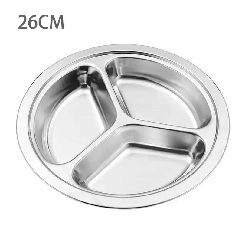 Dish Dinner Plate 1pcs Silver Stainless Steel Sections