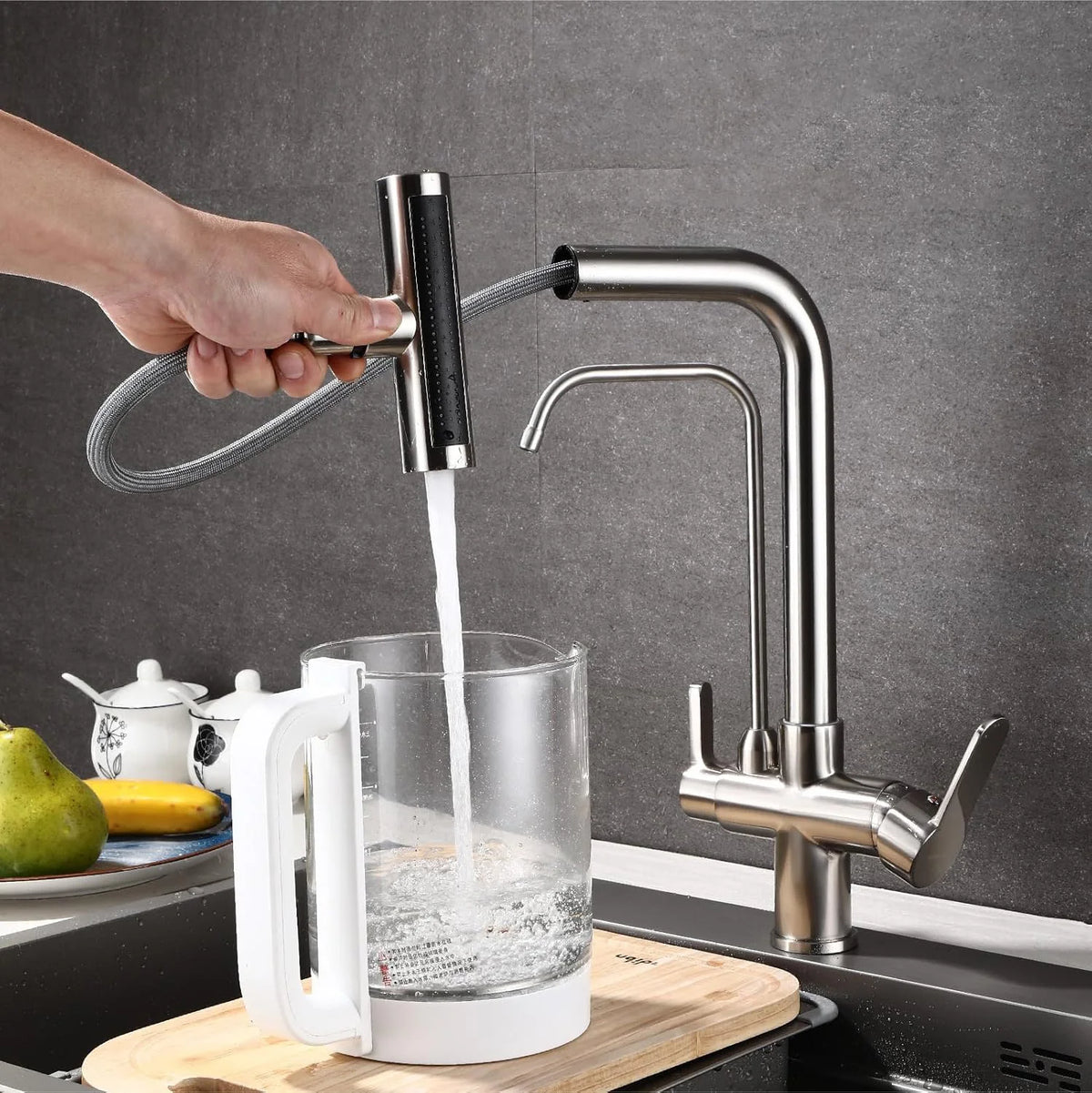 Way Pure Water Filter Faucets Black Pull Out