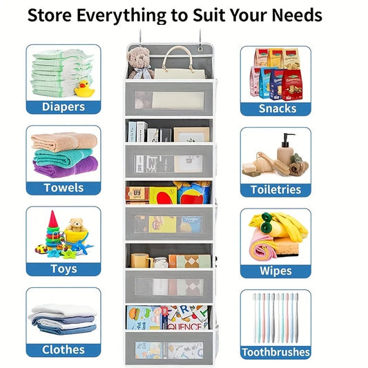 5-Shelf Hanging Storage Organizer - Behind Door Anti-Tilt