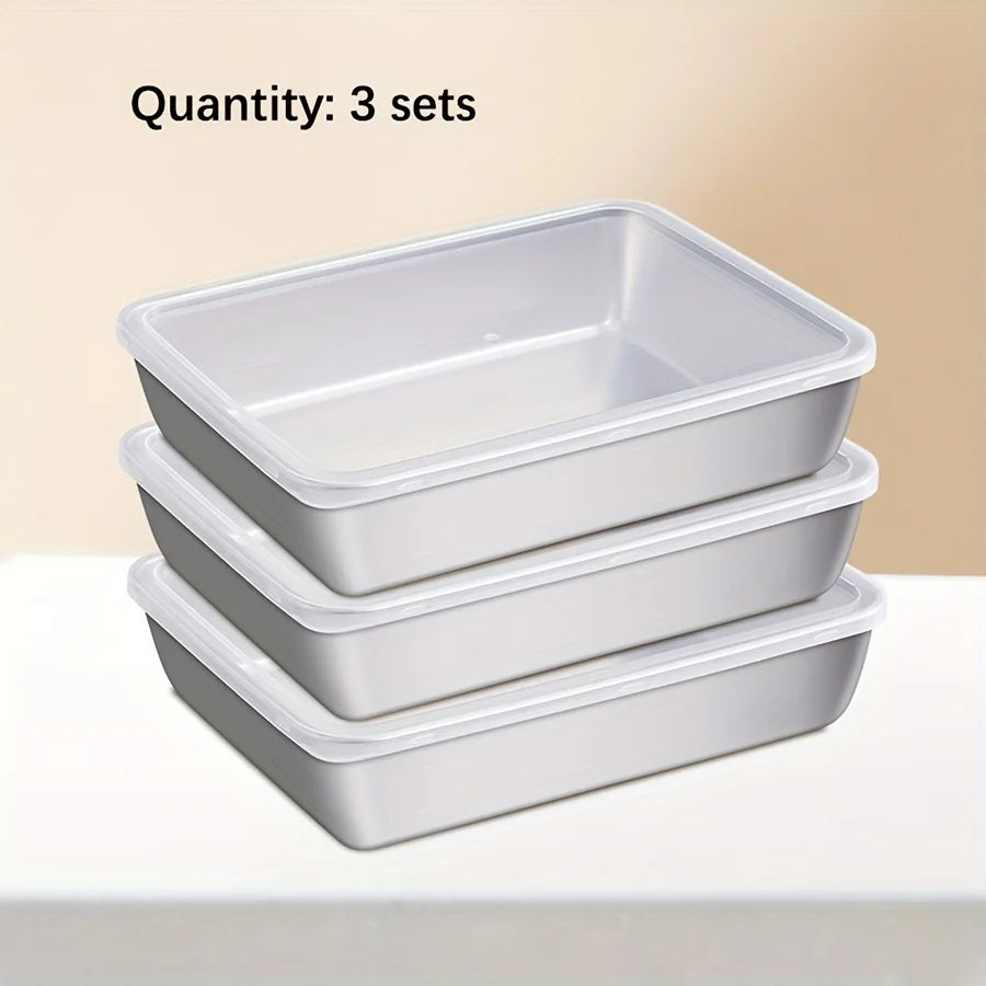3-Piece Stainless Steel Food Storage Containers - Airtight