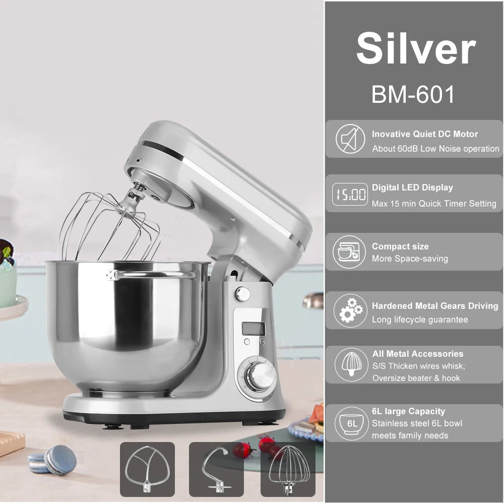 Biolomix 6-Speed Food Stand Mixer 1200w Dc Quiet
