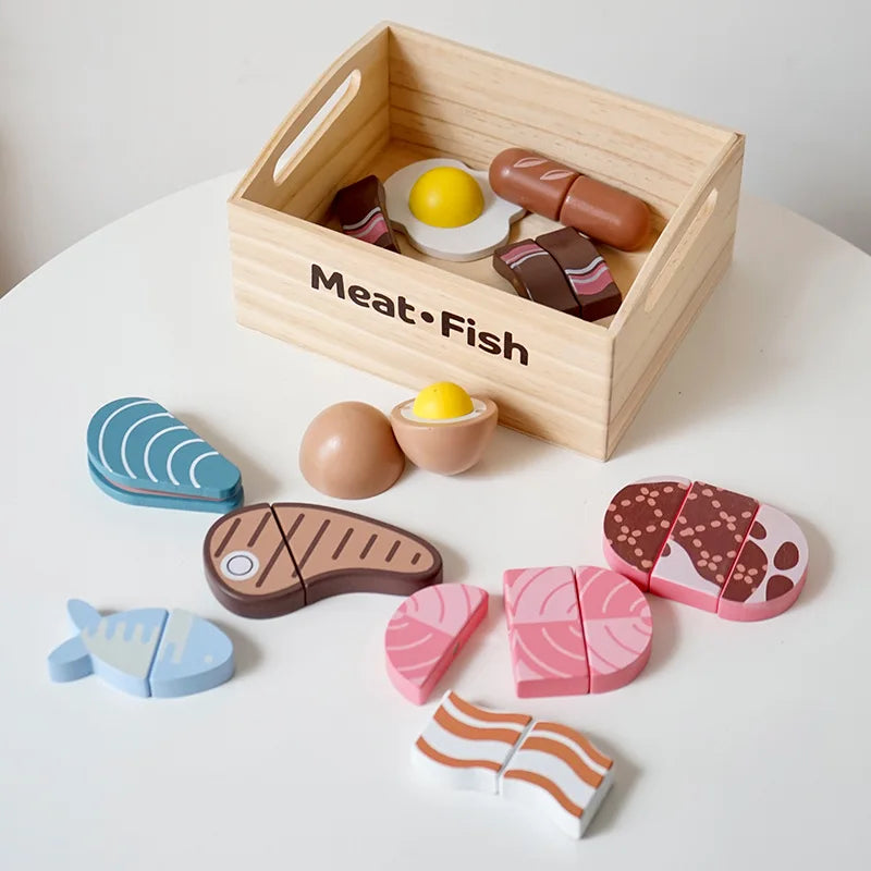 Wooden Pretend Play Toys Cutting Food Fruit Vegetable