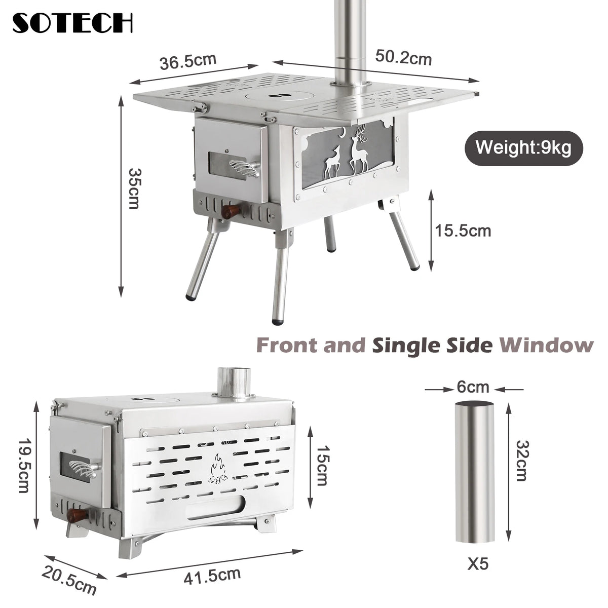 Pellet Burner 16l Storage Capacity Stainless Steel Firewood