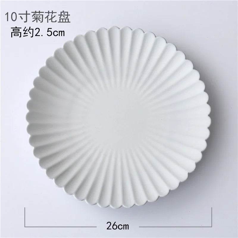 Japanese Style Chrysanthemum Ceramic Dinner Plate Rice Salad