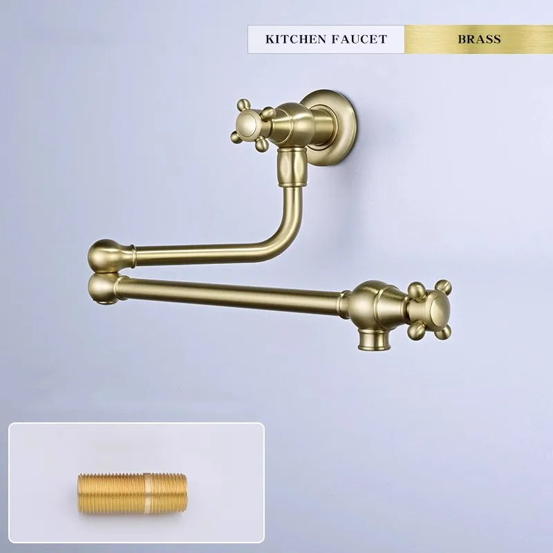 Faucet Brushed Gold Pot Filler Tap Wall Mounted