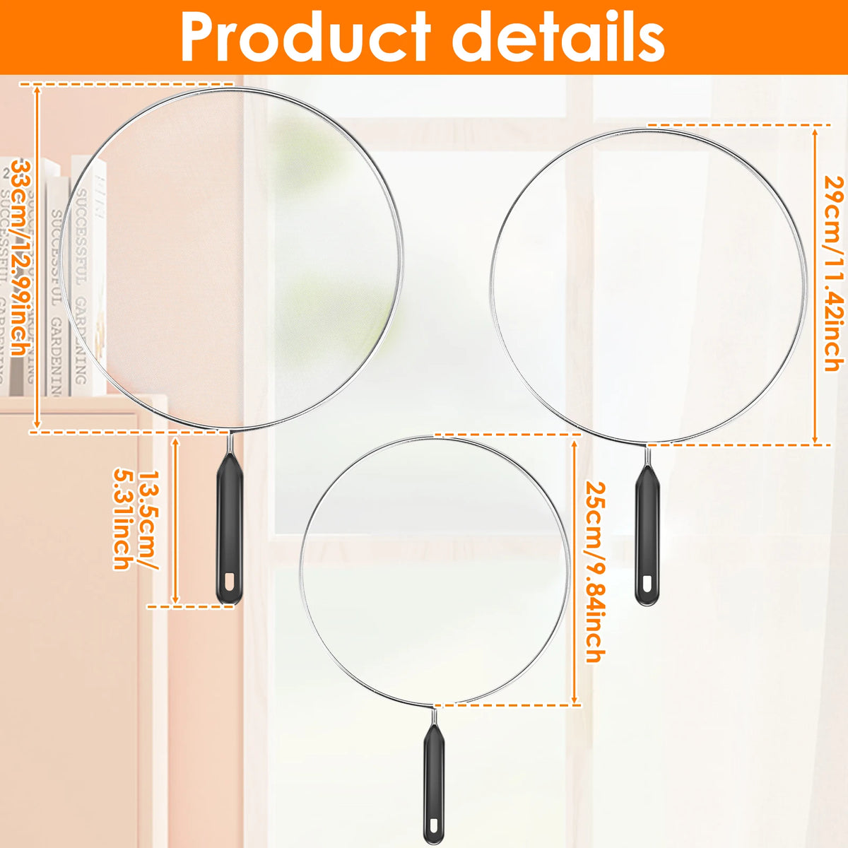3pcs Stainless Steel Anti Splatter Guard Oil Net
