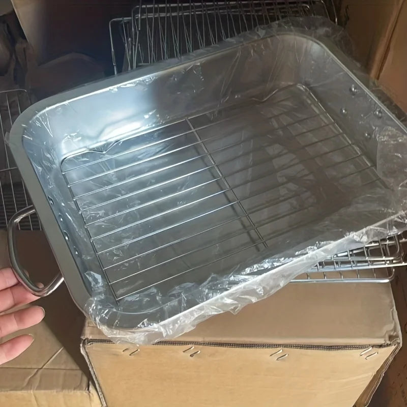 Stainless Steel Roasting Pan Rectangular Cake Baking Tray