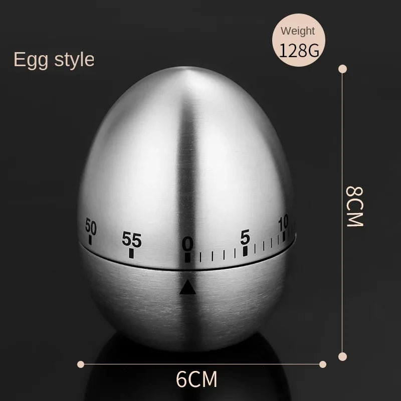 Cooking Timer Stainless Steel Egg 60 Minutes Mechanical