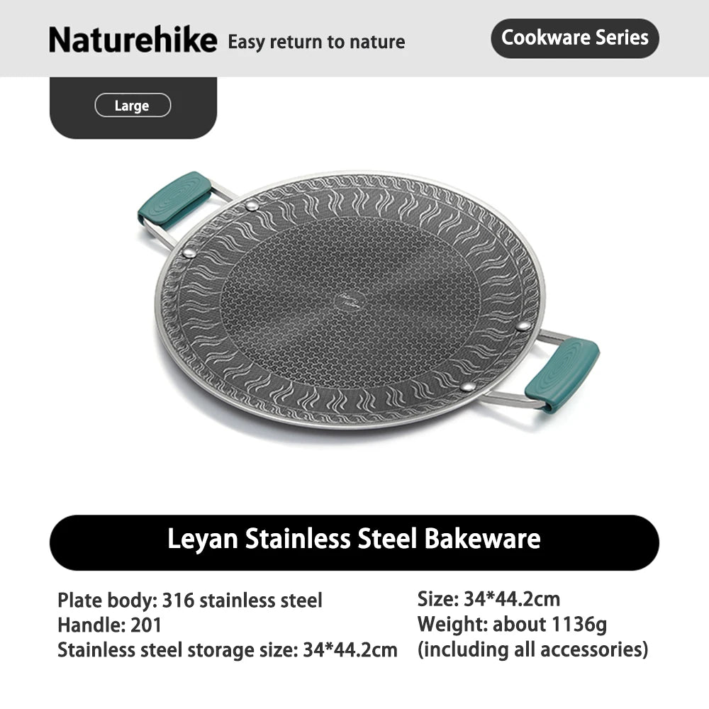 Naturehike Stainless Steel Grill Pan Round Non-Stick Barbecue