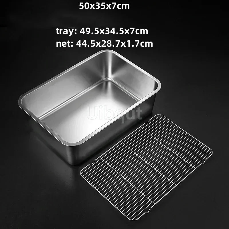 Thicken Stainless Steel Serving Tray Lid Rectangle Metal