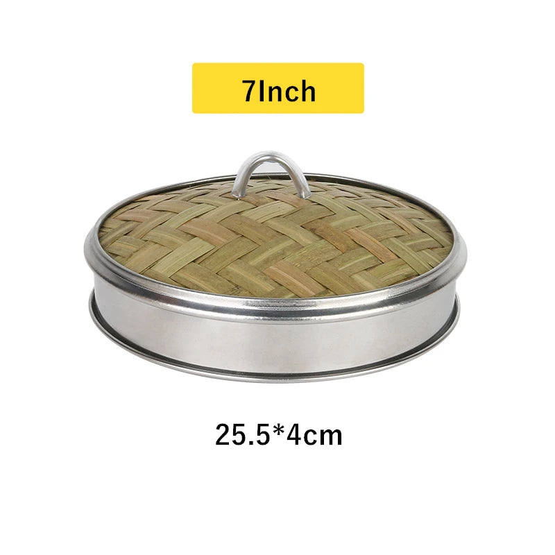Reusable Round Bamboo Steamer Cover Dumplings Steaming Grid