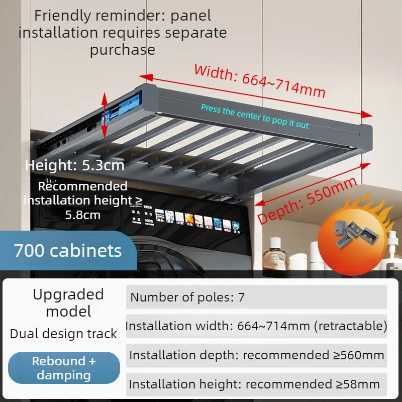 Retractable Pull-Out Clothes Drying Rack Adjustable Rebound