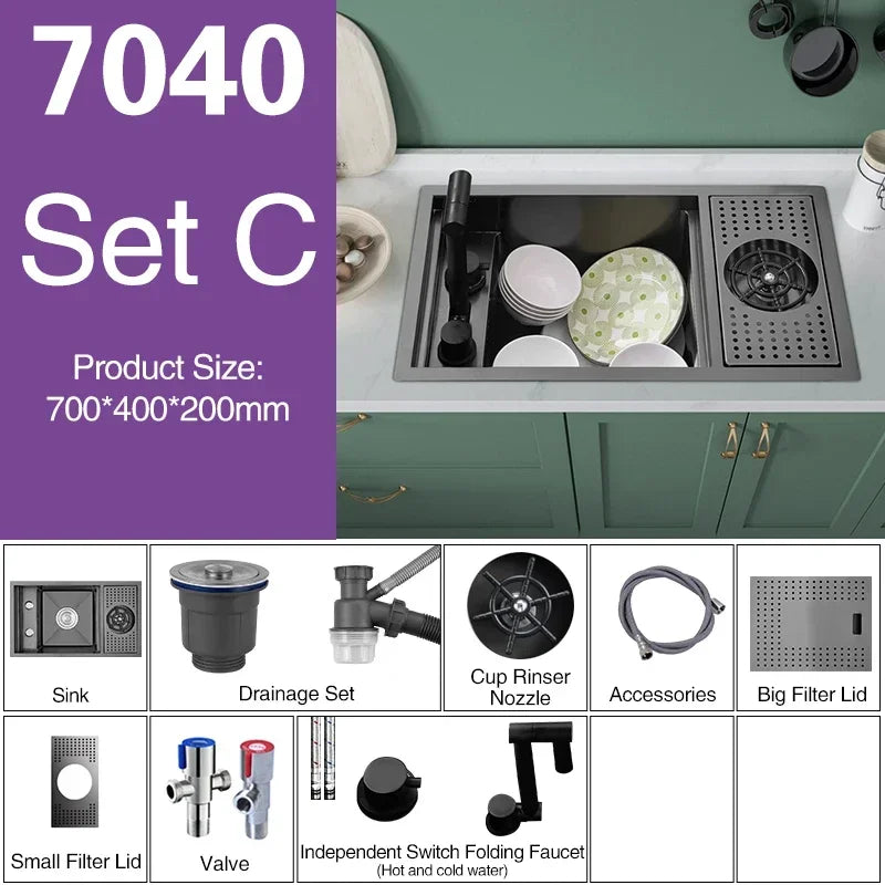 Asras Nano Black Small Size Sink Cup Washer