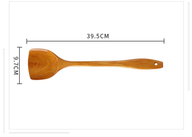 Bamboo Wood Shovel Chinese Spatula 39cm Non Stick