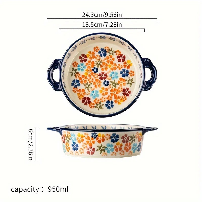 1pc Colored Hand-Painted Ceramic Baking Dish Suitable Salads