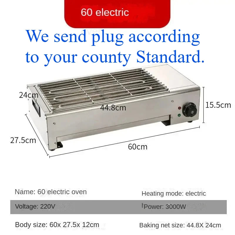 Electric Barbecue Grill Commercial Smoke-Free Indoor Stainless