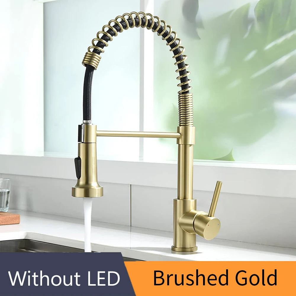 Faucets Sink Stainless Steel Handle Hole Pull Down