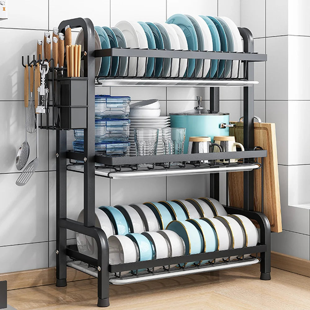 Tier Dish Organizer Dish Drying Rack Compact Dish