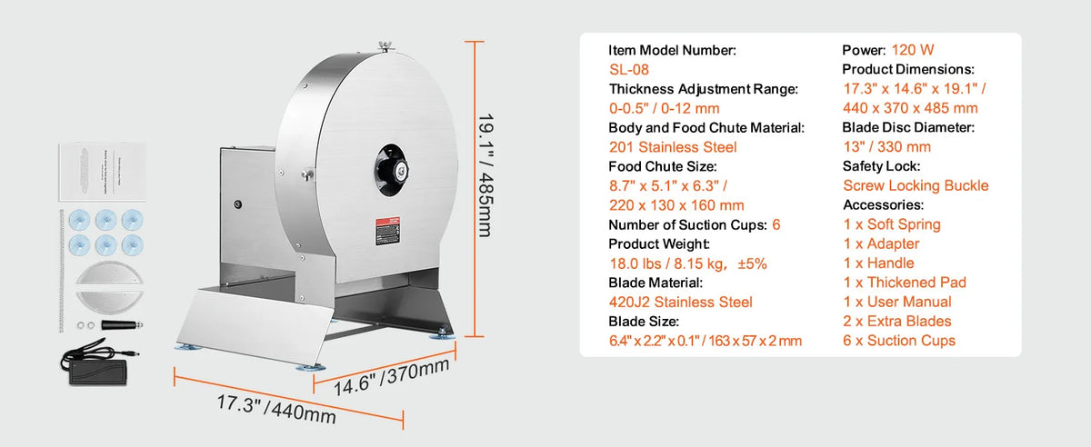 Succebuy Electric Vegetable Slicer 0-12mm Thickness Adjustable