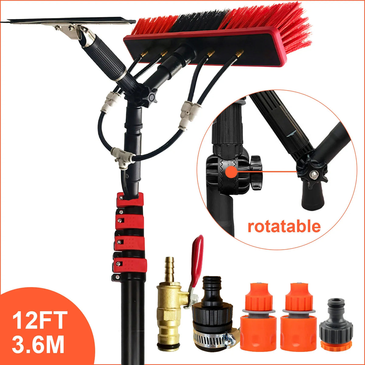 Water Fed Telescopic Pole Telesbrush Window Solar Photovoltaic