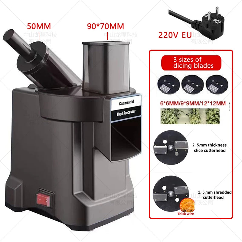 220v 3-In-1 Vegetable Cutter Dual Feeder Newly Upgraded