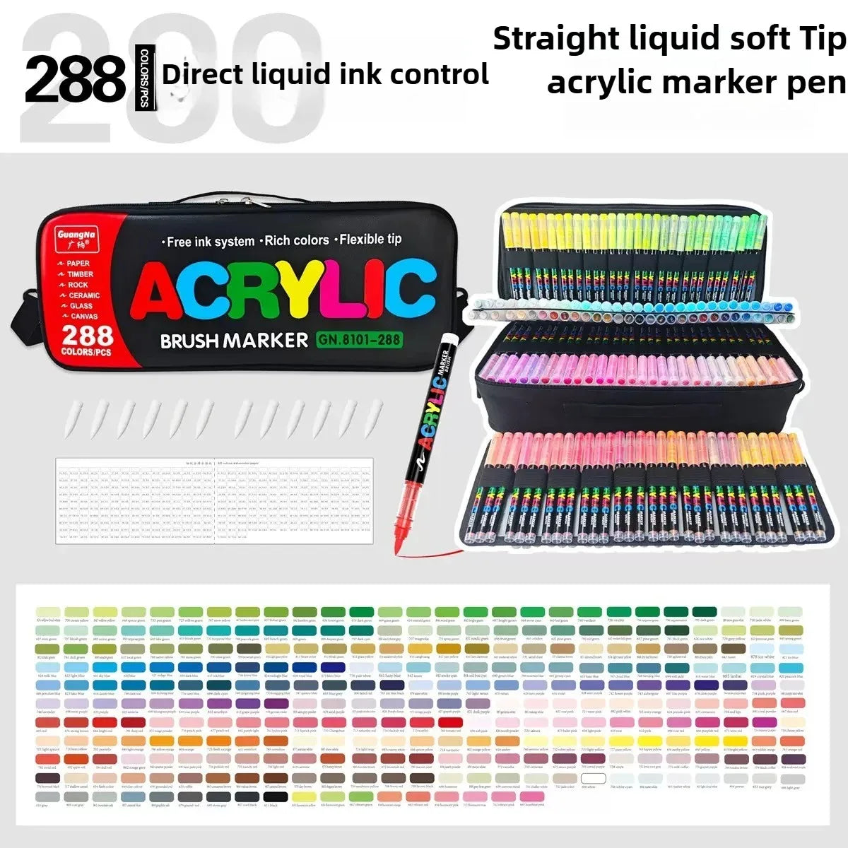 Guangna 360/12 Colors Acrylic Paint Pens Markers Brush
