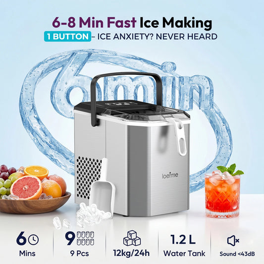 Loefme 12kg/24h Electric Ice Maker Desktop Fully Automatic