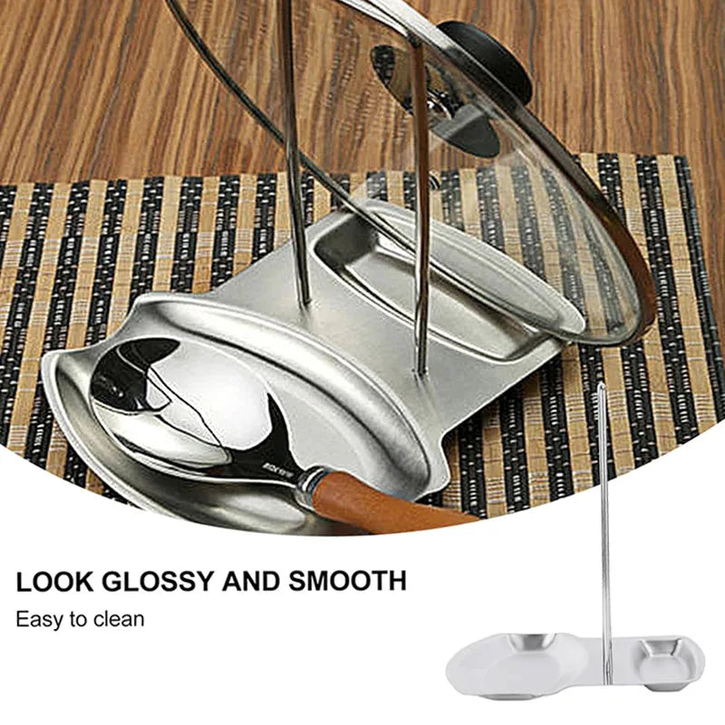 Stainless Steel Pot Lid Rack Spoon Rest Holder