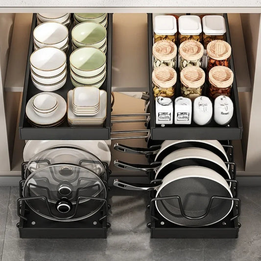 Pots Pans Organizer Under Cabinet Pull-Out Pots Pans