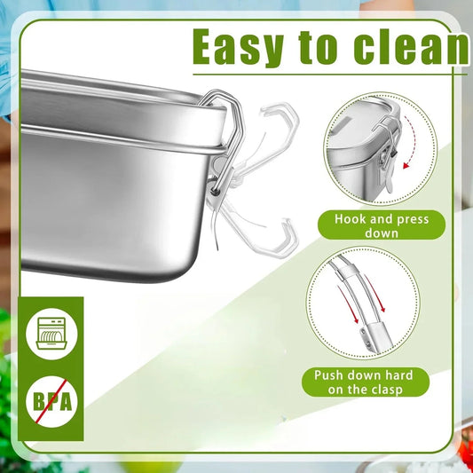 Stainless Steel Lunch Box Kids Adults Leak-Proof Bento